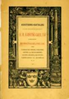 Auktions-Katalog på de till försäljning bestämda delar af H.M. Konung Carl XVs efterlemnade konstsamlingar : såsom gammaldags möbler, porsliner, silfver- och brons-arbeten, grupper, reliefer, skulpturer, oljemålningar och aqvareller m. m. / H. Bukowskis Konsthandel