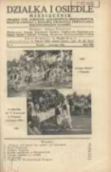 Działka i Osiedle: Miesięcznik Związku Towarzystw Ogródków Działkowych, Przydomowych Małych Osiedli i Hodowli Drobnego Inwentarza Rzeczypospolitej Polskiej 1935.09 R.8 Nr9
