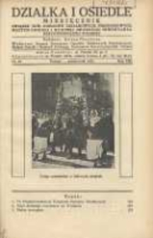Działka i Osiedle: Miesięcznik Związku Towarzystw Ogródków Działkowych, Przydomowych Małych Osiedli i Hodowli Drobnego Inwentarza Rzeczypospolitej Polskiej 1935.10 R.8 Nr10
