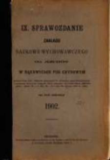 Sprawozdanie Dyrekcji Zakładu Naukowo-Wychowawczego OO. Jezuitów w Bąkowicach pod Chyrowem : za rok szkolny 1902