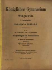 Königliches Gymnasium zu Wongrowitz ... Jahresbericht : Schuljahr ...