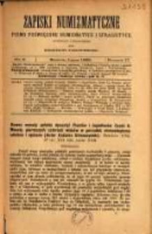 Zapiski Numizmatyczne pismo poświęcone numizmatyce i sfragistyce. R. 2. 1885, nr 5