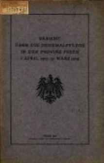 Bericht über die Denkmalpflege in der Provinz Posen. 1907-1909 (1909)