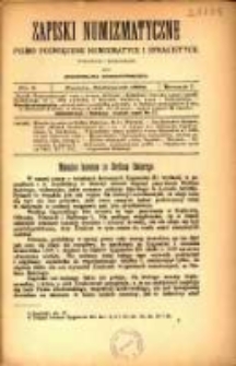 Zapiski Numizmatyczne pismo poświęcone numizmatyce i sfragistyce. R. 1. 1884, nr 2