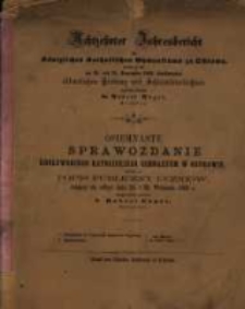... Jahresbericht des Königlichen Katholischen Gymnasiums zu Ostrowo : womit zu der ... öffentlichen Prüfung der und Schlussfeierlichkeit ergebenst einladet ...