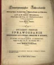 ... Jahresbericht des Königlichen Katholischen Gymnasiums zu Ostrowo : womit zu der ... öffentlichen Prüfung der und Schlussfeierlichkeit ergebenst einladet ...