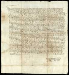 [List sądu ławniczego (wójta i ławników, czyli ławy miejskiej) Warszawy do rady miejskiej Torunia jako najwyższej instancji sądowej prawa chełmińskiego z prośbą o wydanie ostatecznego wyroku w sprawie majątkowej braci rodzonych Jana i Andrzeja Voitów (Foyt), ławników warszawskich, dotyczącej spłaty przez Jana długu 50 kop półgroszy zapisanych na wójtostwie warszawskim]