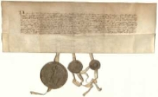 [Książęta mazowieccy zaprzysięgają warunki pokoju kaliskiego zawartego w 1343 r. między Kazimierzem, królem Polski, a Zakonem Krzyżackim, i zobowiązują się do nieudzielania pomocy łamiącym ten pokój oraz wyrzekają się wszelkich praw do ziemi Pomorskiej, Chełmińskiej i Michałowskiej].