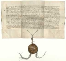 [Spytko z Melsztyna, wojewoda i starosta krakowski, pan na Samborze, sprzedaje Henrykowi niegdyś wójtowi w Łańcucie wójtostwo w Nowym Samborze za 80 grzywien monety praskiej, pozwalając mu założyc miasto na prawie magdeburskim i oznaczając bliższe warunki]