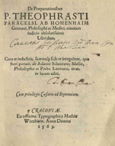 De praeparationibus [...] Libri duo. [Tłum. i wyd.:] Adam Schröter