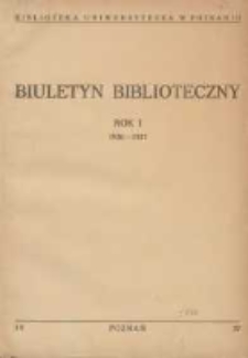 Biuletyn Biblioteczny 1936 wrzesień/październik R.1 Nr1/2