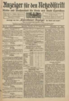 Anzeiger f&uuml;r den Netzedistrikt Kreis- und Wochenblatt f&uuml;r Kreis und Stadt Czarnikau 1912.08.13 Jg.60 Nr95