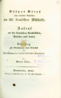 Offener Brief eines deutschen Katholiken an die deutschen Bischöfe: Aufruf an die deutschen Katholiken, Priester und Laien