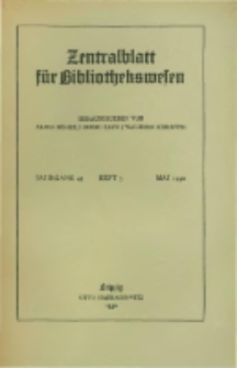 Zentralblatt für Bibliothekswesen. 1930.05 Jg.47 heft 5