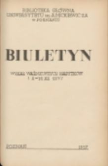 Biuletyn.Wykaz Ważniejszych Nabytk&oacute;w 1 X - 31 XII 1957