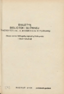 Biuletyn Biblioteki Głównej Uniwersytetu im. A.Mickiewicza w Poznaniu 1959 pażdziernik/grudzień Nr4