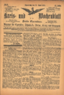 Kreis- und Wochenblatt für den Kreis Czarnikau: Anzeiger für Czarnikau, Schönlanke, Filehne, Kreuz, und Umgegend. 1895.04.27 Jg.43 Nr49