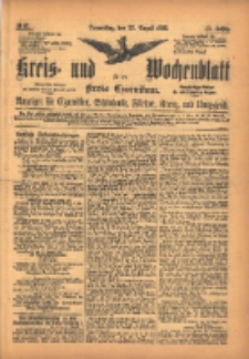 Kreis- und Wochenblatt für den Kreis Czarnikau: Anzeiger für Czarnikau, Schönlanke, Filehne, Kreuz, und Umgegend. 1895.08.22 Jg.43 Nr97