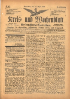 Kreis- und Wochenblatt für den Kreis Czarnikau: Anzeiger für Czarnikau, Schönlanke, Filehne, Kreuz, und Umgegend. 1897.04.24 Jg.45 Nr47