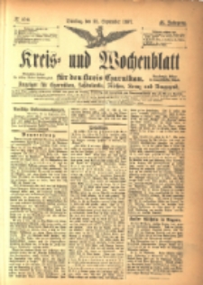 Kreis- und Wochenblatt für den Kreis Czarnikau: Anzeiger für Czarnikau, Schönlanke, Filehne, Kreuz, und Umgegend. 1897.09.21 Jg.45 Nr109