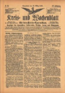 Kreis- und Wochenblatt für den Kreis Czarnikau: Anzeiger für Czarnikau, Schönlanke, Filehne, Kreuz, und Umgegend. 1899.03.18 Jg.47 Nr33