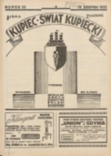 Kupiec-Świat Kupiecki; pisma złączone; oficjalny organ kupiectwa Polski Zachodniej 1935.08.15 R.29 Nr33