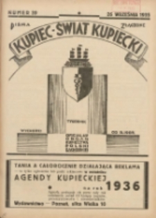 Kupiec-Świat Kupiecki; pisma złączone; oficjalny organ kupiectwa Polski Zachodniej 1935.09.26 R.29 Nr39