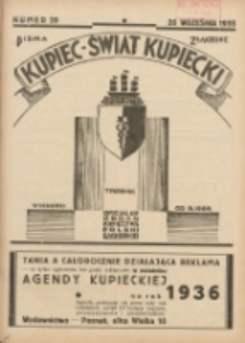 Kupiec-Świat Kupiecki; pisma złączone; oficjalny organ kupiectwa Polski Zachodniej 1935.09.26 R.29 Nr39
