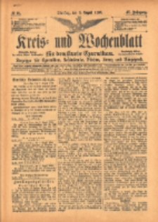 Kreis- und Wochenblatt für den Kreis Czarnikau: Anzeiger für Czarnikau, Schönlanke, Filehne, Kreuz, und Umgegend. 1899.08.08 Jg.47 Nr91