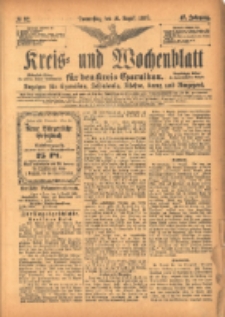 Kreis- und Wochenblatt für den Kreis Czarnikau: Anzeiger für Czarnikau, Schönlanke, Filehne, Kreuz, und Umgegend. 1899.08.10 Jg.47 Nr92
