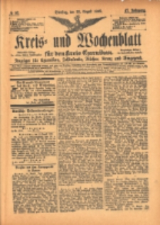 Kreis- und Wochenblatt für den Kreis Czarnikau: Anzeiger für Czarnikau, Schönlanke, Filehne, Kreuz, und Umgegend. 1899.08.22 Jg.47 Nr97