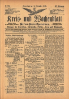 Kreis- und Wochenblatt für den Kreis Czarnikau: Anzeiger für Czarnikau, Schönlanke, Filehne, Kreuz, und Umgegend. 1899.09.09 Jg.47 Nr105
