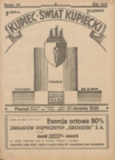 Kupiec-Świat Kupiecki; pisma złączone; oficjalny organ kupiectwa Polski Zachodniej 1936.08.21 R.30 Nr34