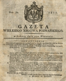 Gazeta Wielkiego Xięstwa Poznańskiego 1815.09.09 Nr72