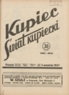 Kupiec-Świat Kupiecki; pisma złączone; oficjalny organ kupiectwa Polski Zachodniej 1937.09.03 R.31 Nr34