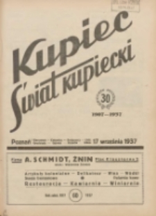 Kupiec-Świat Kupiecki; pisma złączone; oficjalny organ kupiectwa Polski Zachodniej 1937.09.17 R.31 nr36