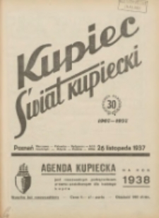 Kupiec-Świat Kupiecki; pisma złączone; oficjalny organ kupiectwa Polski Zachodniej 1937.11.26 R.31 Nr45