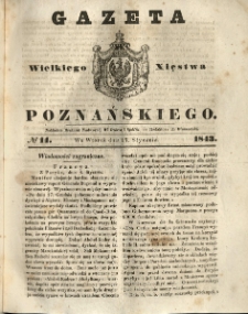 Gazeta Wielkiego Xięstwa Poznańskiego 1843.01.17 Nr14