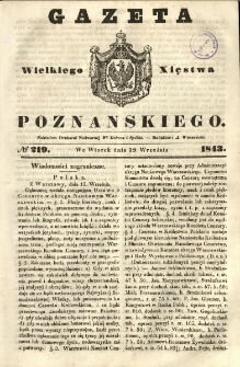 Gazeta Wielkiego Xięstwa Poznańskiego 1843.09.19 Nr219