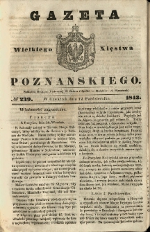Gazeta Wielkiego Xięstwa Poznańskiego 1843.10.12 Nr239