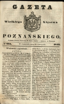 Gazeta Wielkiego Xięstwa Poznańskiego 1843.11.23 Nr275