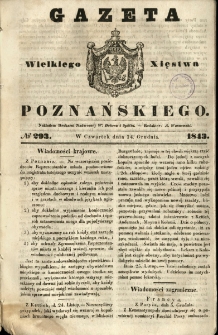 Gazeta Wielkiego Xięstwa Poznańskiego 1843.12.14 Nr293