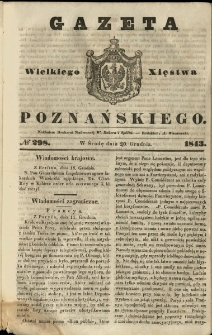 Gazeta Wielkiego Xięstwa Poznańskiego 1843.12.20 Nr298