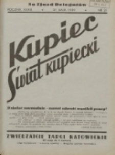 Kupiec-Świat Kupiecki; pisma złączone; oficjalny organ kupiectwa Polski Zachodniej 1939.05.21 R.33 Nr21; Na Zjazd Delegatów