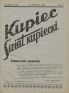 Kupiec-Świat Kupiecki; pisma złączone; oficjalny organ kupiectwa Polski Zachodniej 1939.08.27 R.33 Nr35