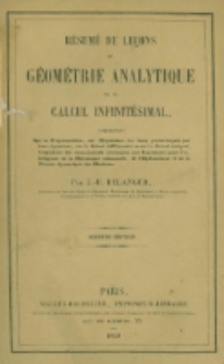 Résumé de leçons de géométrie analytique et de calcul infinitésimal