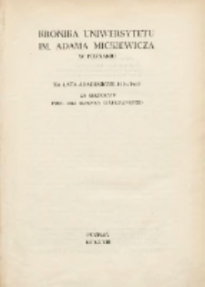 Kronika Uniwersytetu im. Adama Mickiewicza w Poznaniu za rok akademicki 1959/1962 za Rektoratu Prof. Dra Alfonsa Klafkowskiego