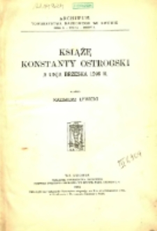 Książę Konstanty Ostrogski a Unja Brzeska 1596 r.