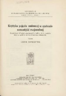 Krytyka pojęcia zmiennej w systemie semantyki racjonalnej = (Remarques critiques cocernant la notion de la variable dans le système de la sémantique rationnelle)
