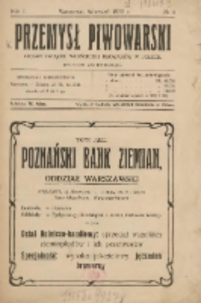 Przemysł Piwowarski : organ Związku Właścicieli Browar&oacute;w w Polsce 1922.09 R.1 Nr4